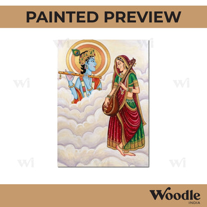 Radha Krishna Madhubani Pre Marked MDF Design 1