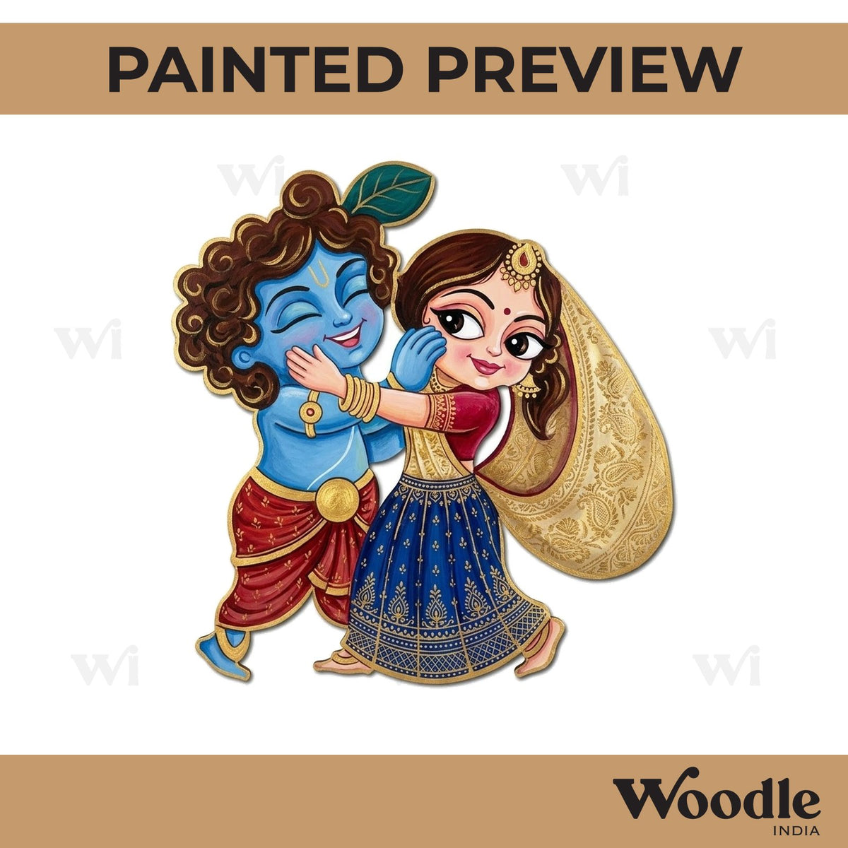 Radha Krishna Playing Holi Pre Marked MDF Design 1