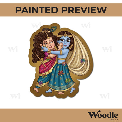 Radha Krishna Playing Holi Pre Marked MDF Design 2