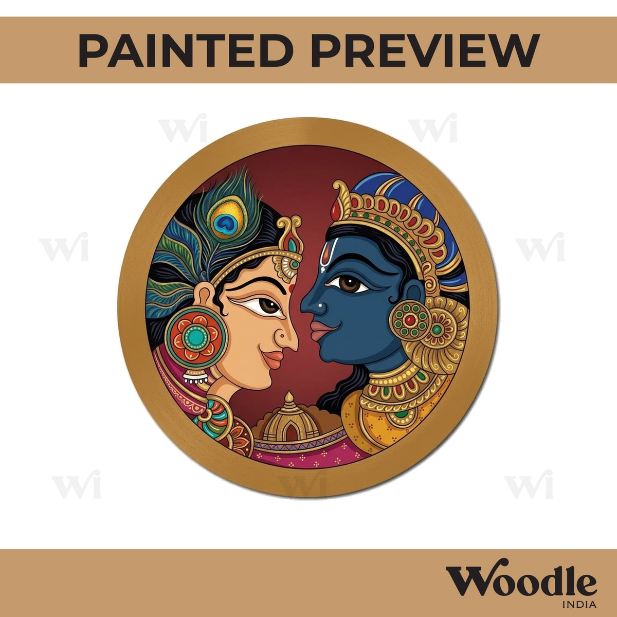 Radha Krishna Pre Marked Round MDF Design 1