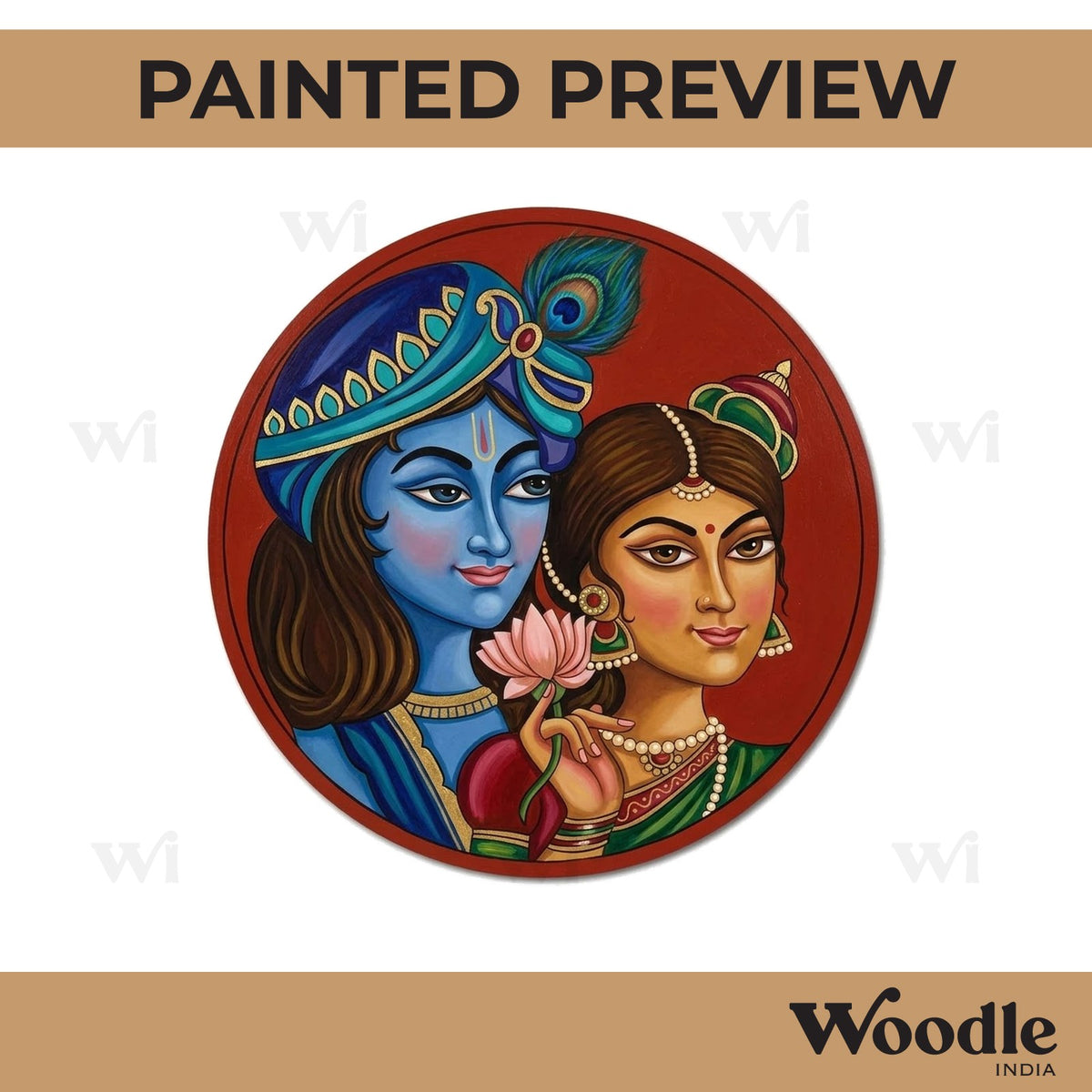 Radha Krishna Pre Marked Round MDF Design 2