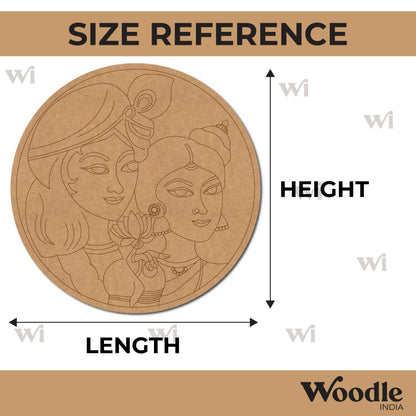 Radha Krishna Pre Marked Round MDF Design 2