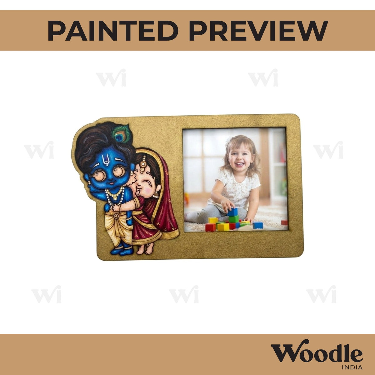 Radha Krishna Three Layered Photo Frame MDF Design 1
