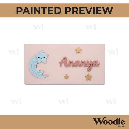Rainbow Star Kids Nameplate MDF Design 1