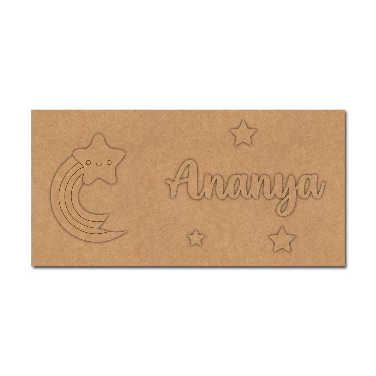 Rainbow Star Kids Nameplate MDF Design 1