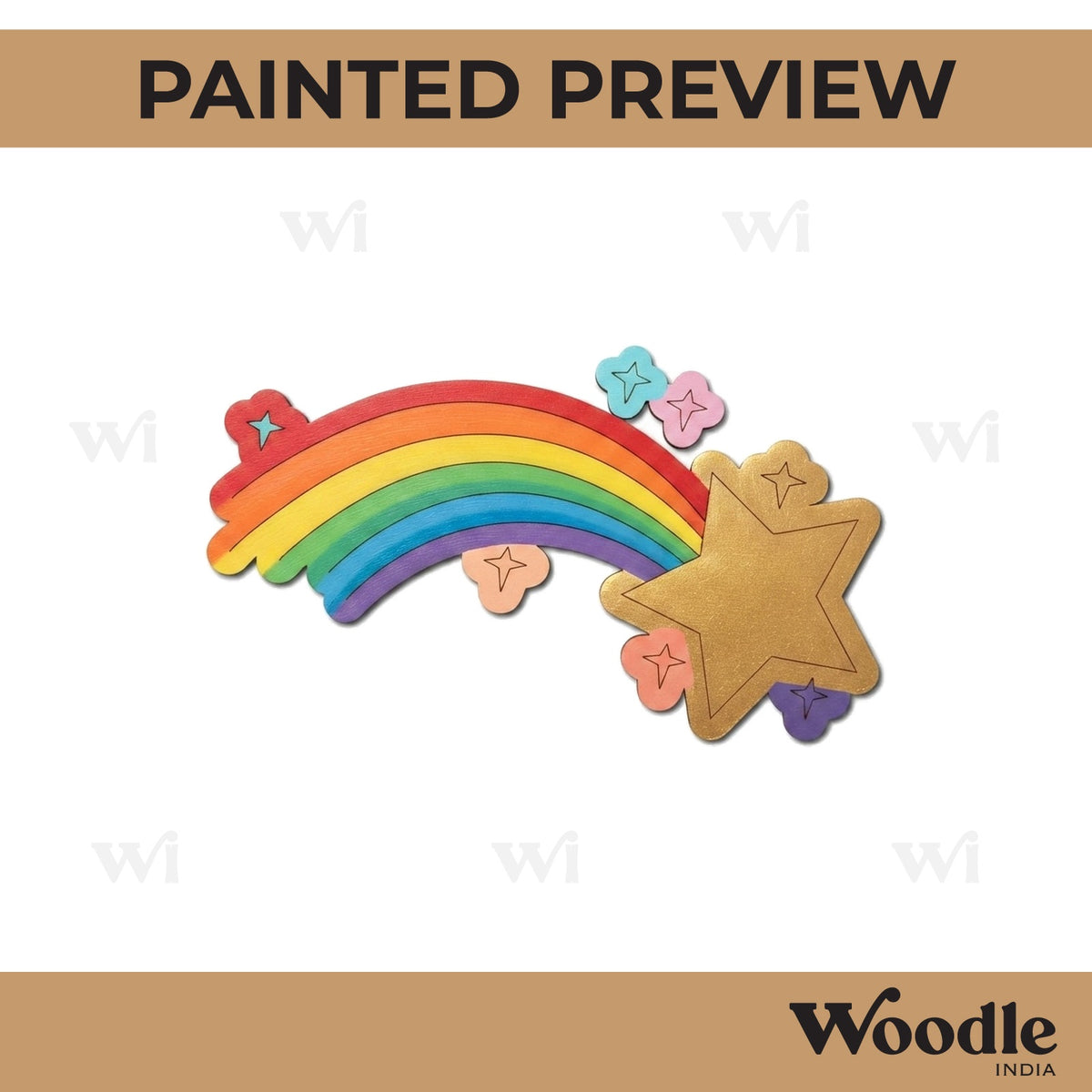 Rainbow Star Pre Marked MDF Design 1
