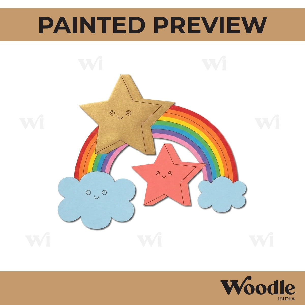 Rainbow Star Pre Marked MDF Design 2