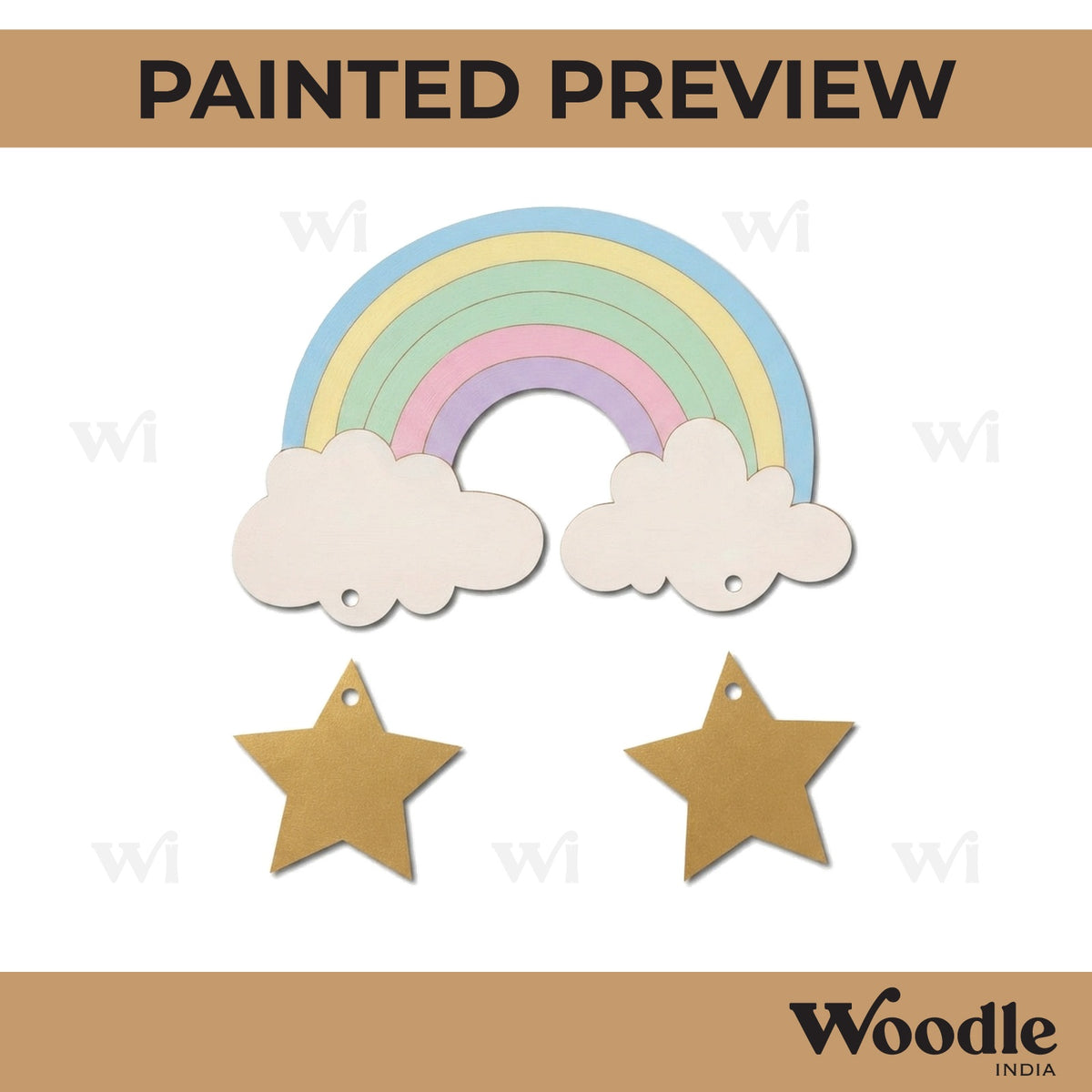 Rainbow Stars Hanging Pre Marked MDF Design 1