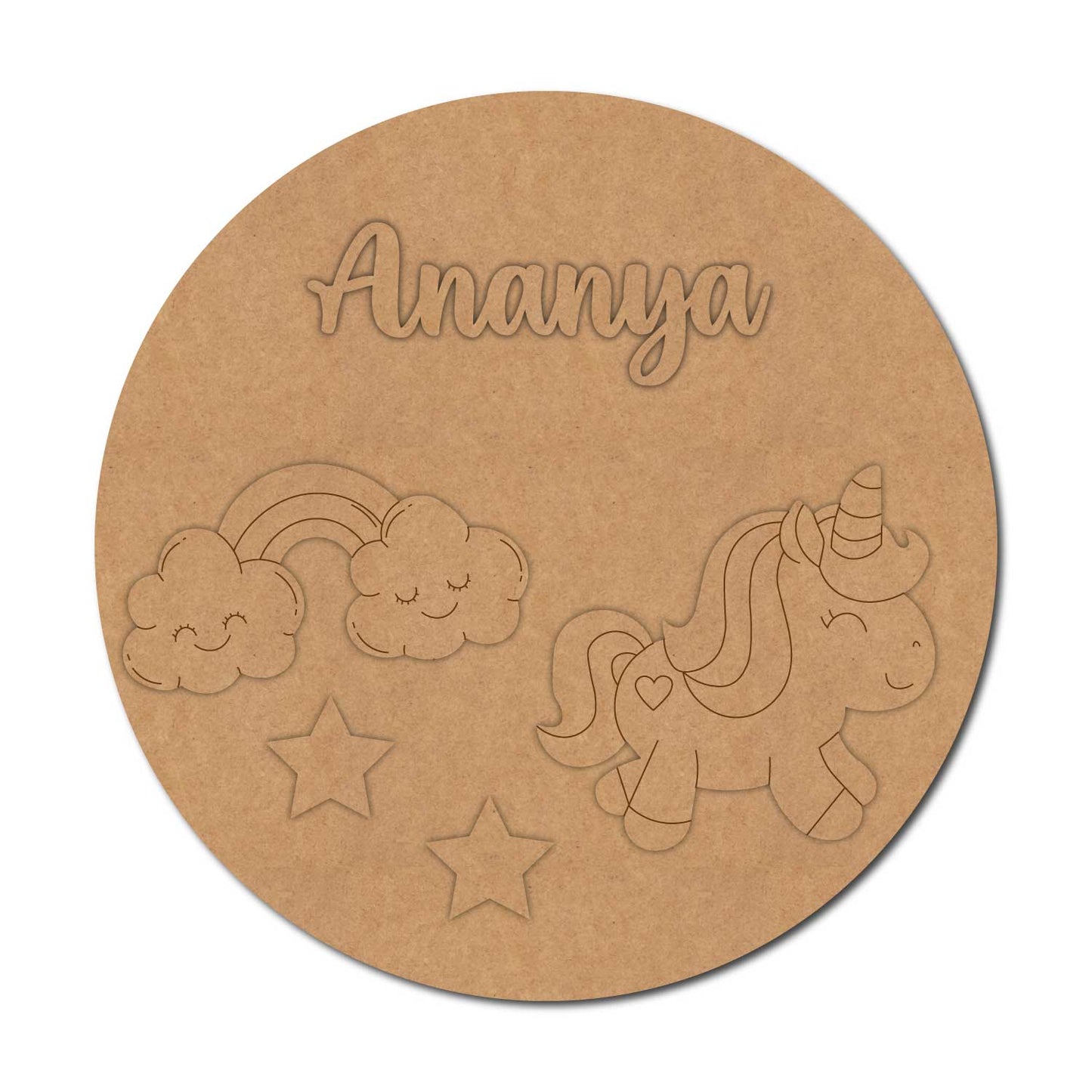 Rainbow Unicorn Nameplate MDF Design 3