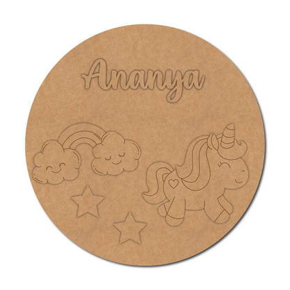 Rainbow Unicorn Nameplate MDF Design 3