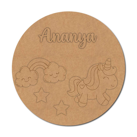 Rainbow Unicorn Nameplate MDF Design 3