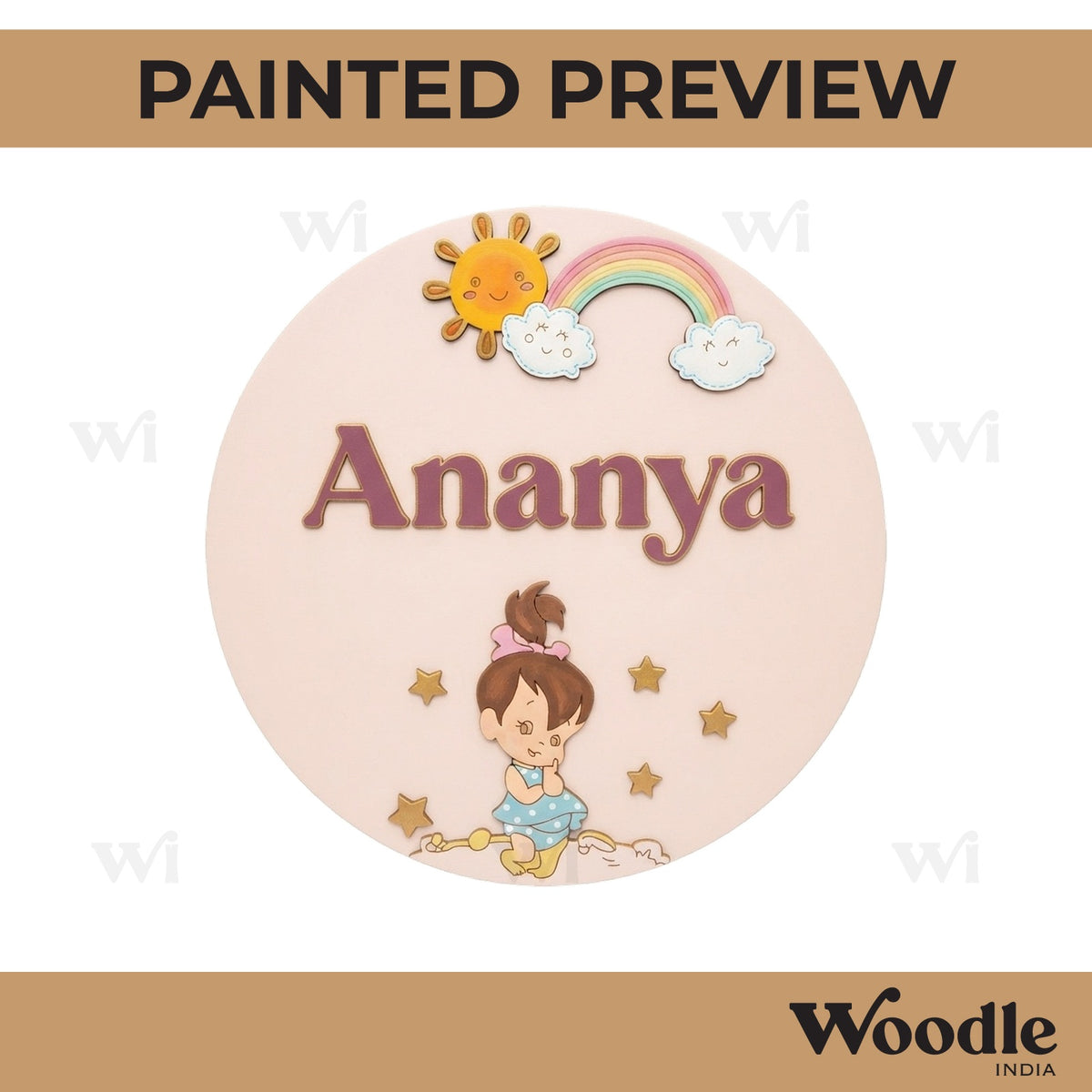 Rainbow Girl Nameplate MDF Design 1