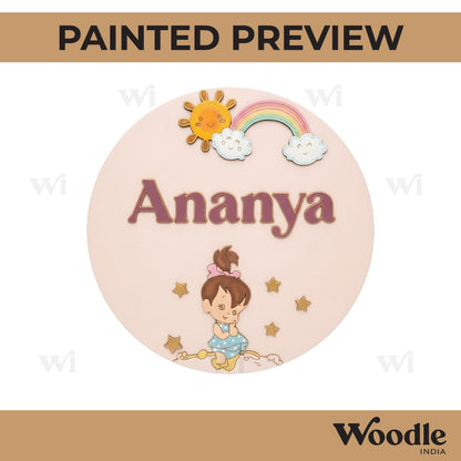 Rainbow Girl Nameplate MDF Design 1