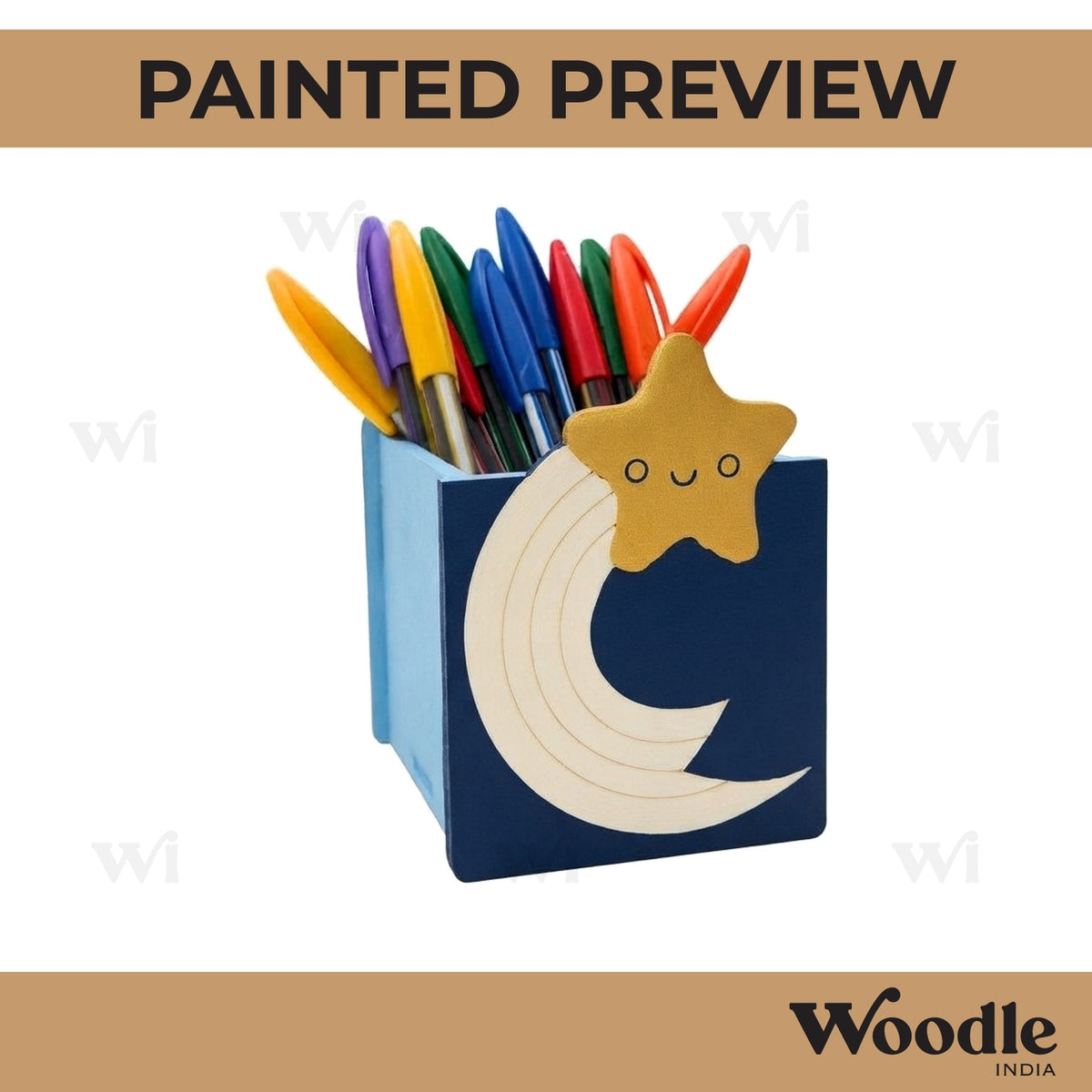 Rainbow Star Pen Stand MDF Design 1