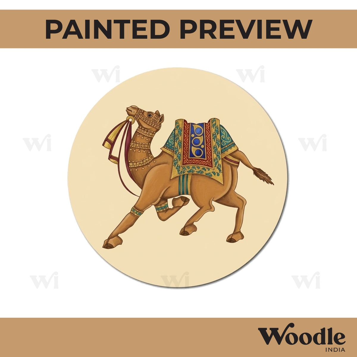 Rajasthani Camel Pre Marked Round MDF Design 1