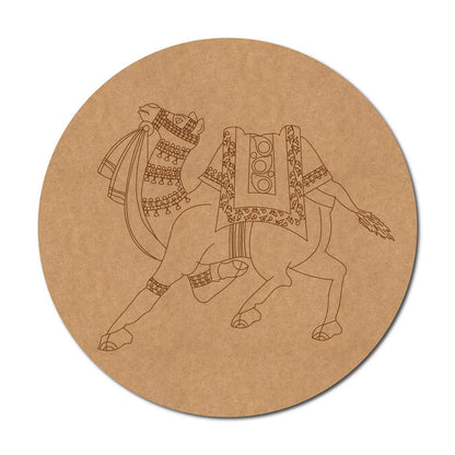 Rajasthani Camel Pre Marked Round MDF Design 1
