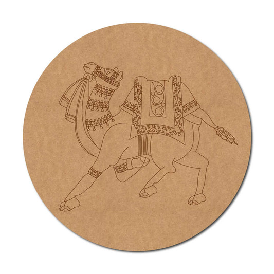 Rajasthani Camel Pre Marked Round MDF Design 1