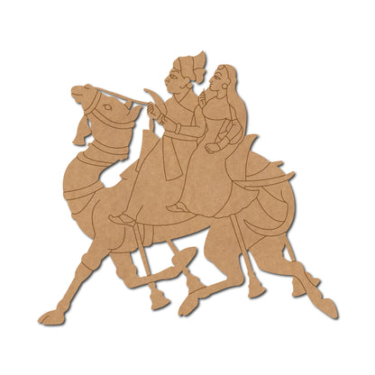 Rajasthani Couple On Camel Pre Marked MDF Design 1