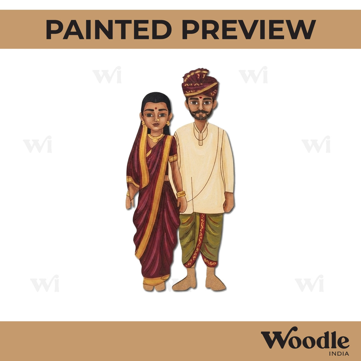 Rajasthani Couple Pre Marked MDF Design 1
