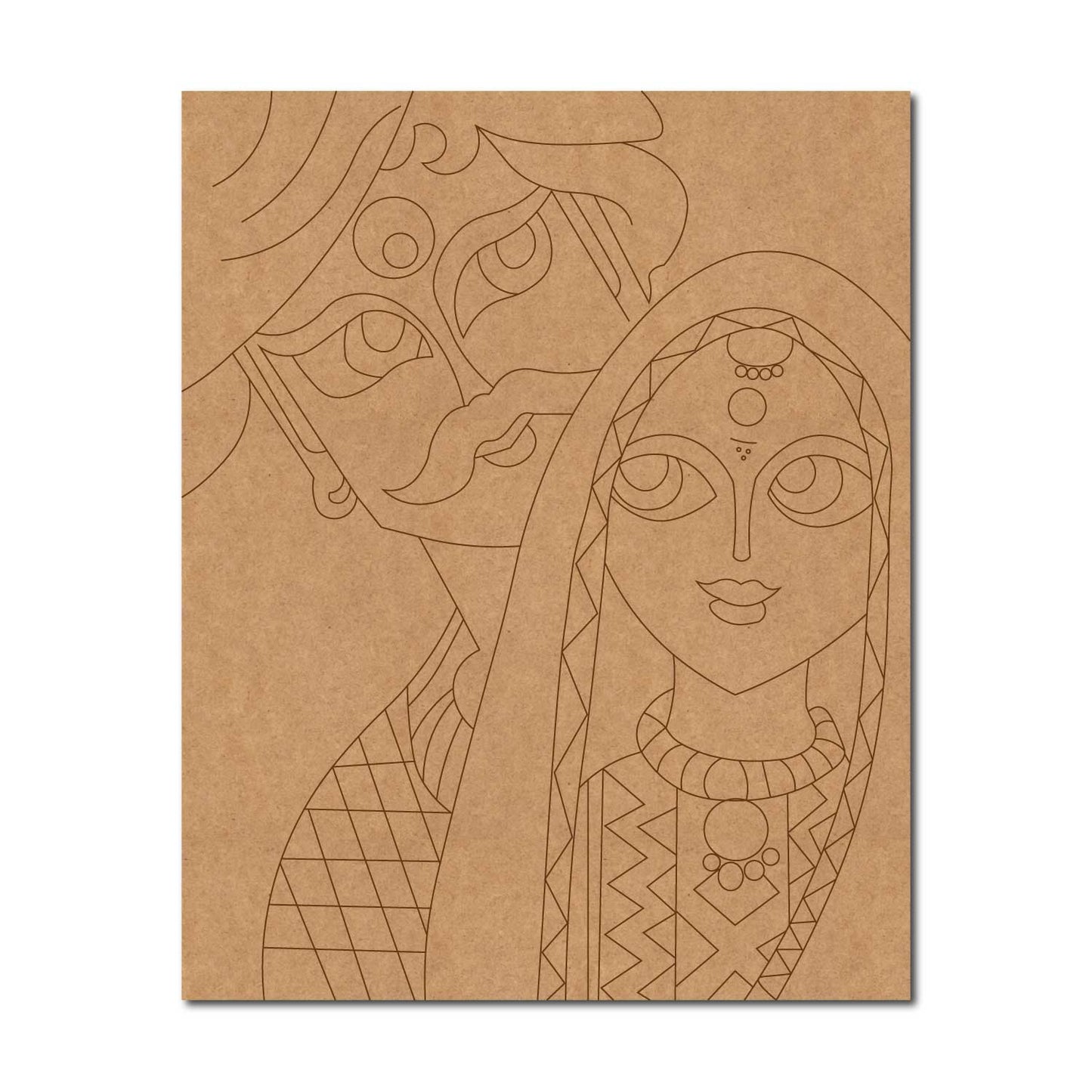 Rajasthani Couple Pre Marked Rectangle MDF Design 1