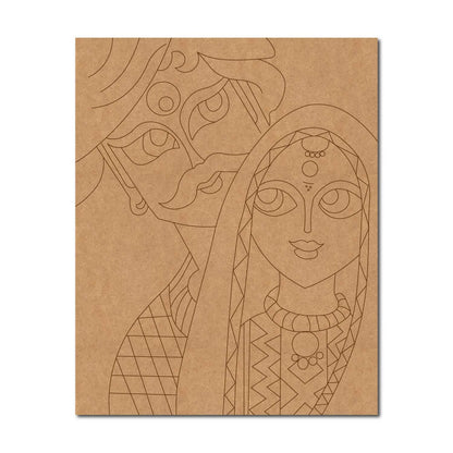 Rajasthani Couple Pre Marked Rectangle MDF Design 1