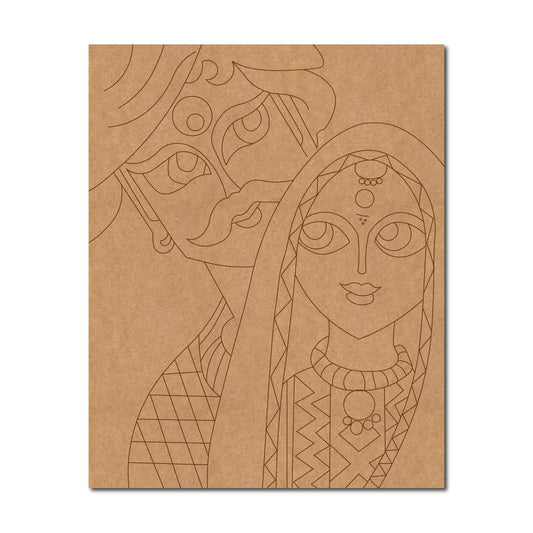 Rajasthani Couple Pre Marked Rectangle MDF Design 1