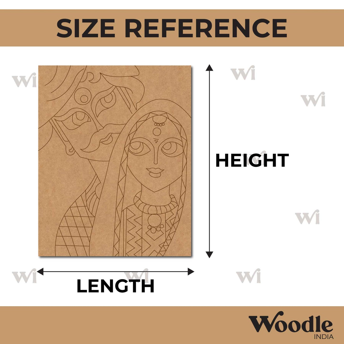 Rajasthani Couple Pre Marked Rectangle MDF Design 1