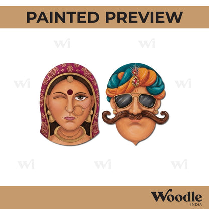 Rajasthani Couple Set Pre Marked MDF Design 1