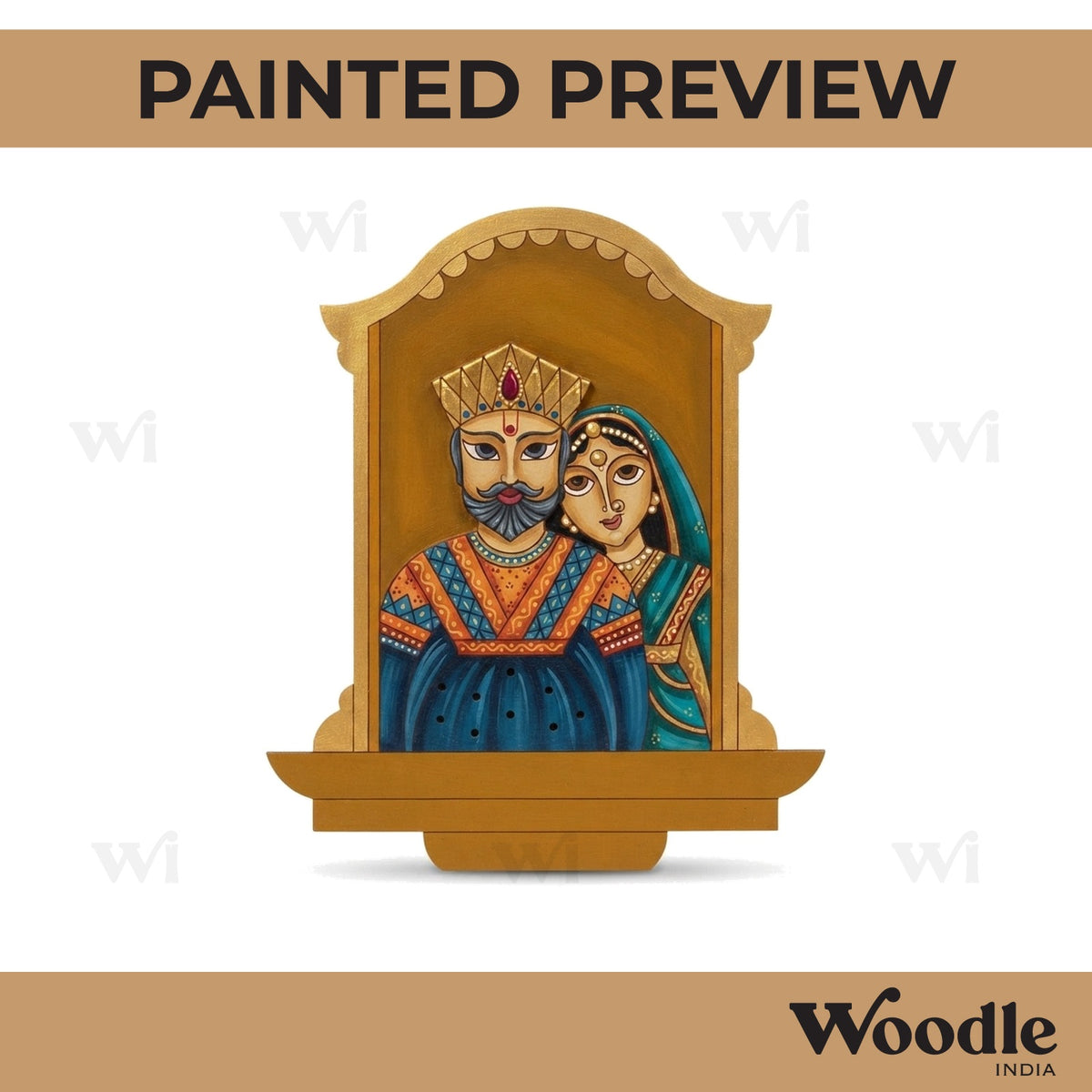 Rajasthani Couple Window Pre Marked MDF Design 1