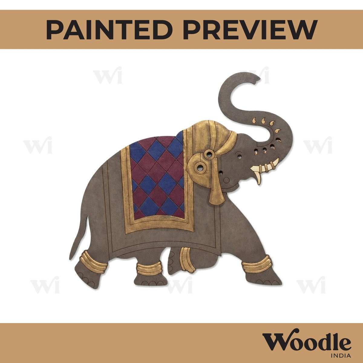 Rajasthani Elephant Pre Marked MDF Design 1