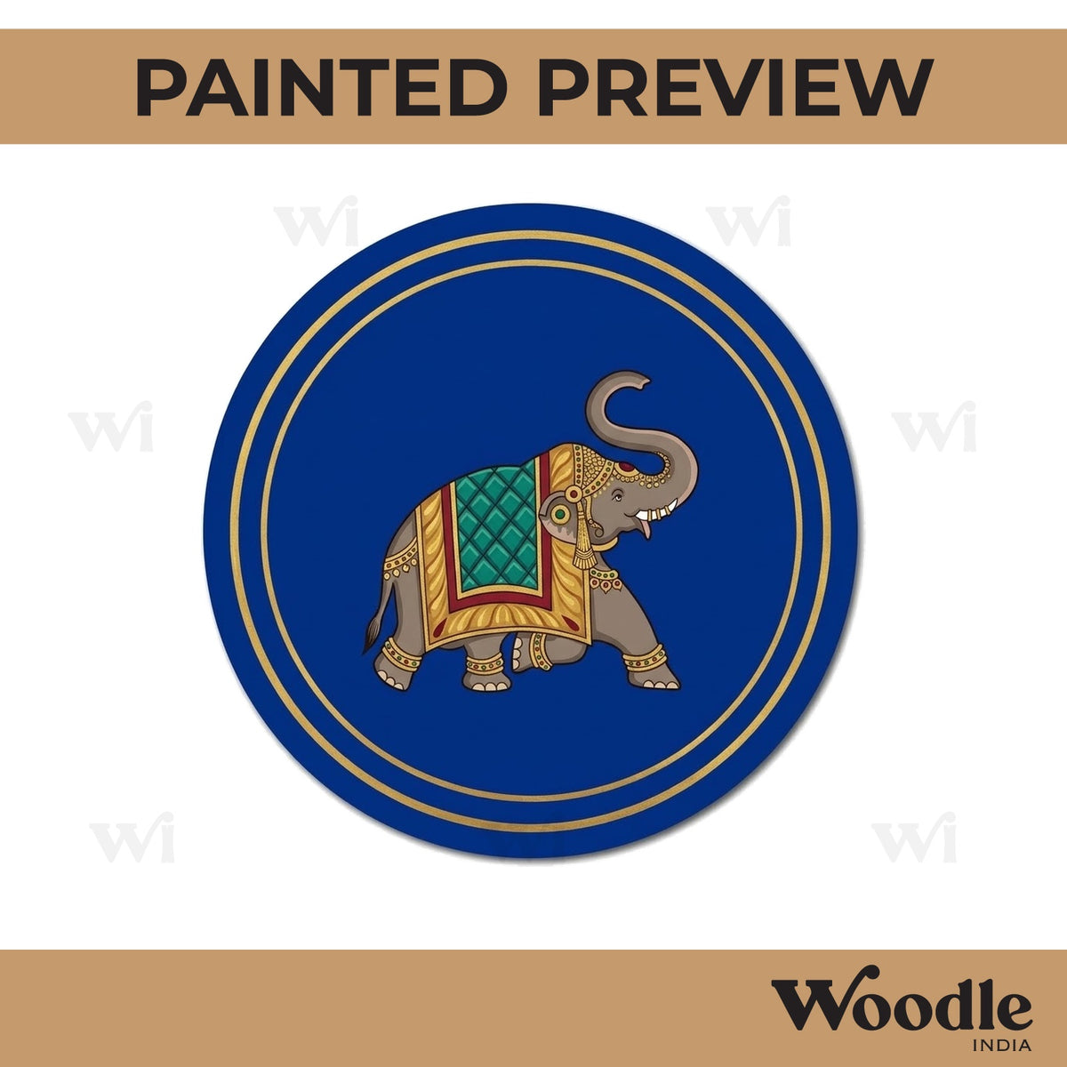 Rajasthani Elephant Pre Marked Round MDF Design 1