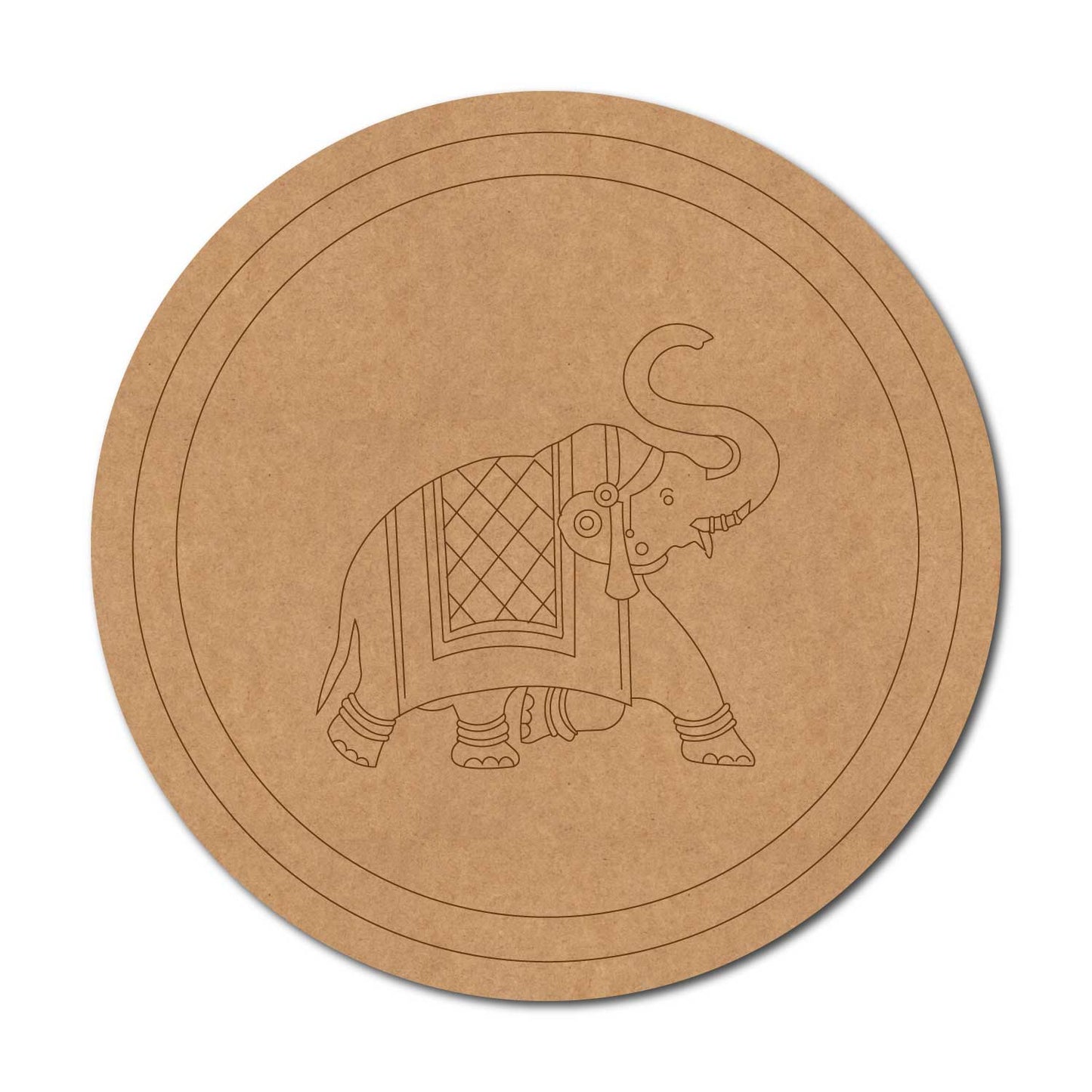 Rajasthani Elephant Pre Marked Round MDF Design 1