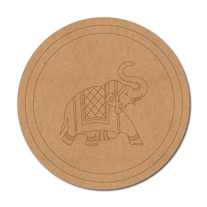 Rajasthani Elephant Pre Marked Round MDF Design 1