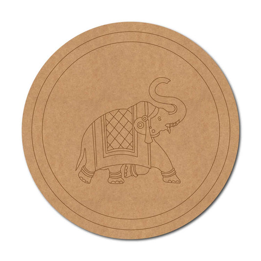 Rajasthani Elephant Pre Marked Round MDF Design 1
