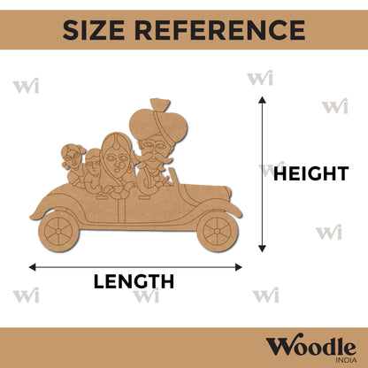 Rajasthani Family In Car Pre Marked MDF Design 1