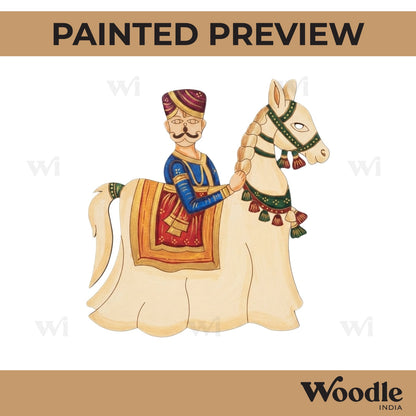 Rajasthani Man Horse Dance Pre Marked MDF Design 1