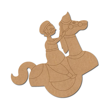 Rajasthani Man Horse Dance Pre Marked MDF Design 2