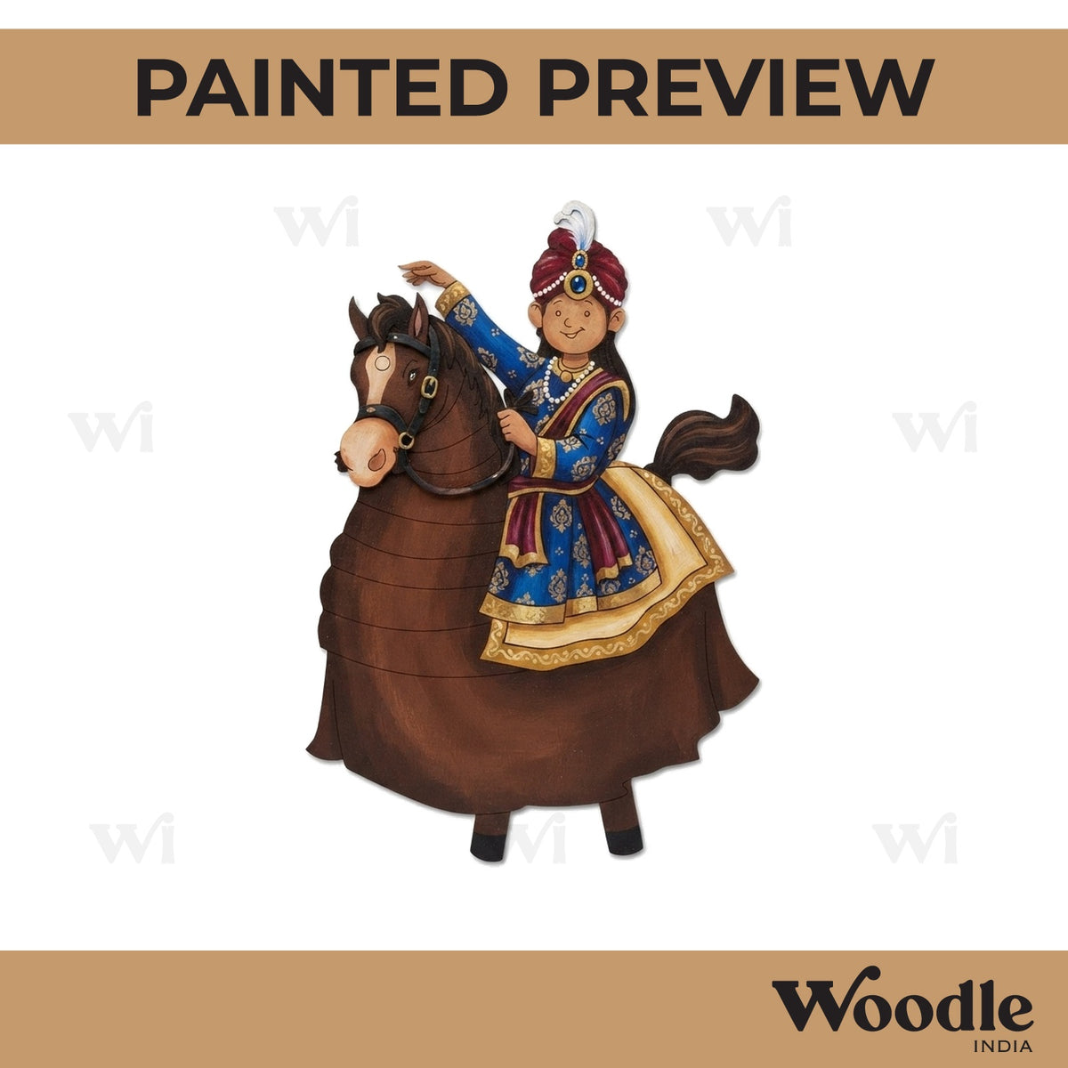 Rajasthani Man Horse Dance Pre Marked MDF Design 3
