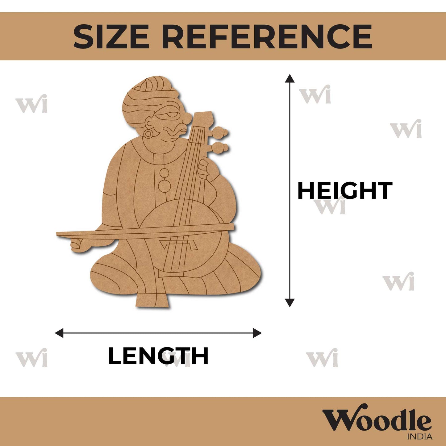 Rajasthani Man Musician Pre Marked MDF Design 1