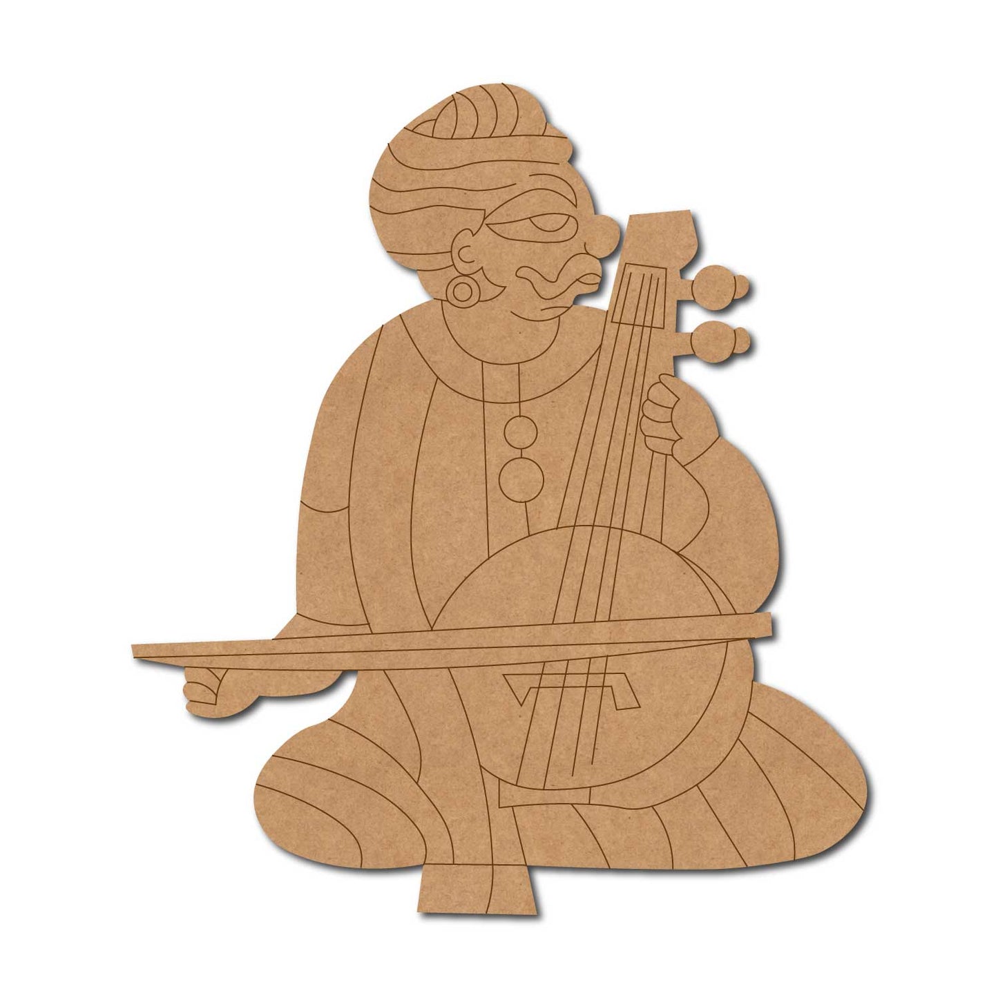 Rajasthani Man Musician Pre Marked MDF Design 1