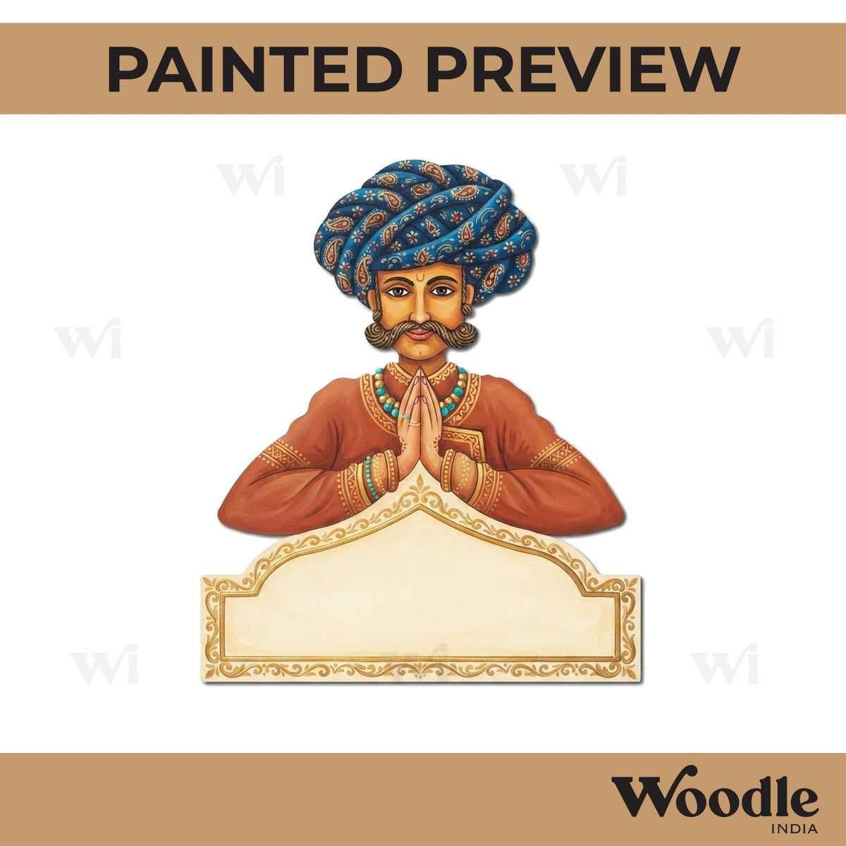 Rajasthani Man Nameplate Pre Marked MDF Design 2