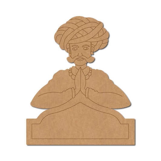 Rajasthani Man Nameplate Pre Marked MDF Design 2