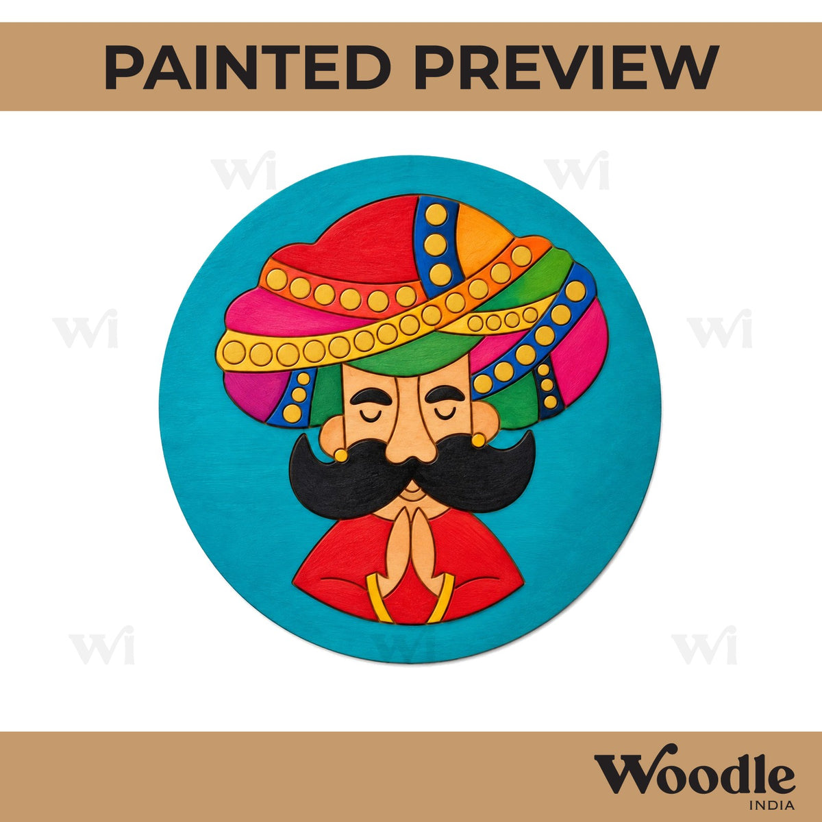 Rajasthani Man Pre Marked Round MDF Design 1
