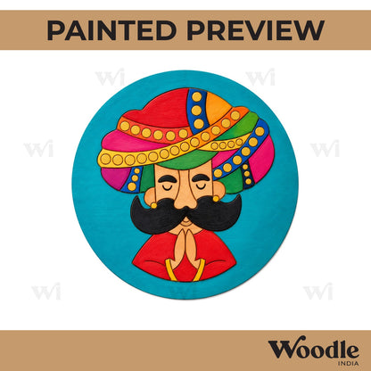 Rajasthani Man Pre Marked Round MDF Design 1