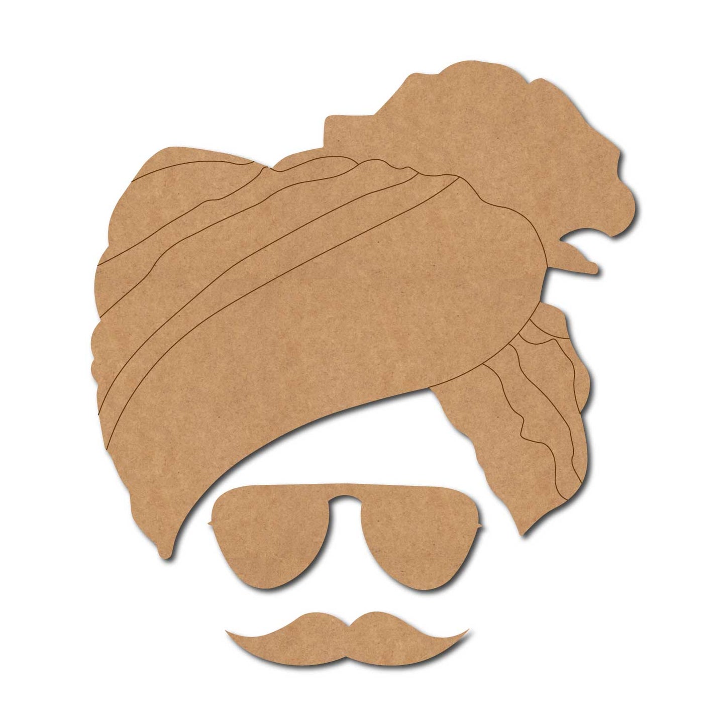 Rajasthani Man Sunglasses Moustache Pre Marked MDF Design 1