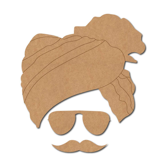 Rajasthani Man Sunglasses Moustache Pre Marked MDF Design 1