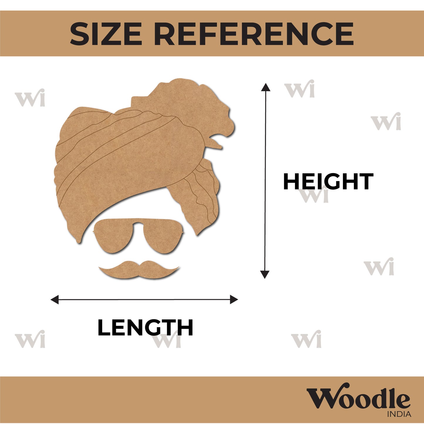 Rajasthani Man Sunglasses Moustache Pre Marked MDF Design 1