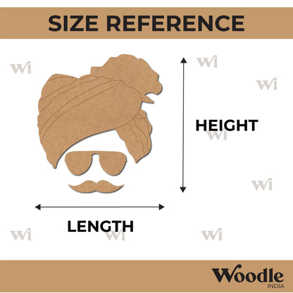 Rajasthani Man Sunglasses Moustache Pre Marked MDF Design 1