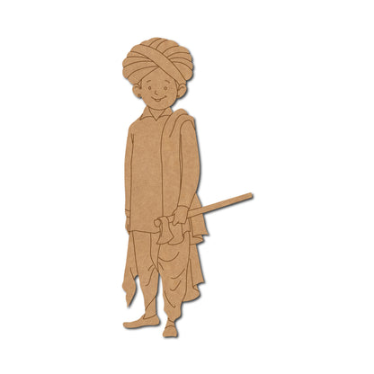 Rajasthani Man With Axe Pre Marked MDF Design 1