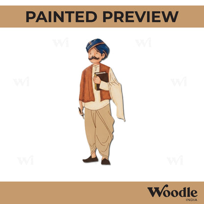 Rajasthani Man With Books Pre Marked MDF Design 1